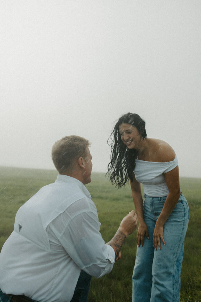 rainy summer engagement session