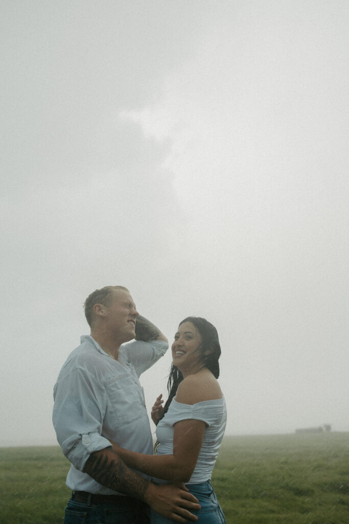 rainy summer engagement session