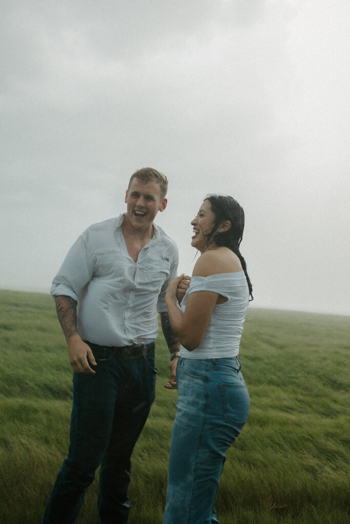 rainy summer engagement session