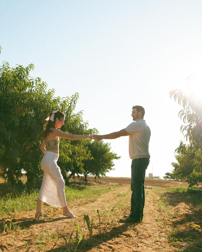 hill country engagement photos at vogel peach orchards