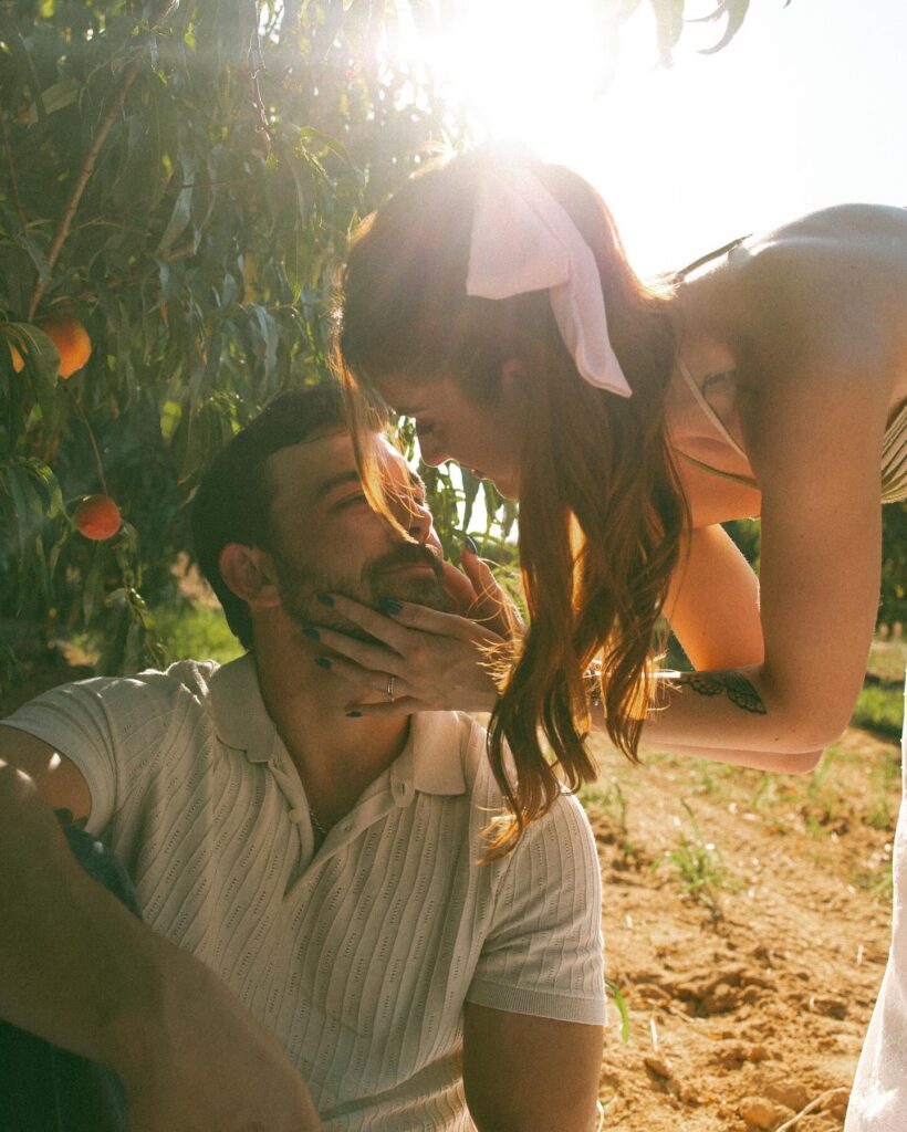 hill country engagement photos at vogel peach orchards
