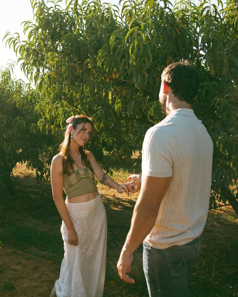 hill country engagement photos at vogel peach orchards